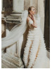 Off Shoulder Champagne Tulle Ruffled Luxurious Wedding Dress Off Shoulder Champagne Tulle Ruffled Luxurious Wedding Dress